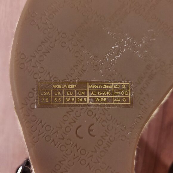 Vionic Ariel Womens Sz 7.5 Wide Black Suede Ankle Strap Wedge Espadrille Sandals - Picture 14 of 15